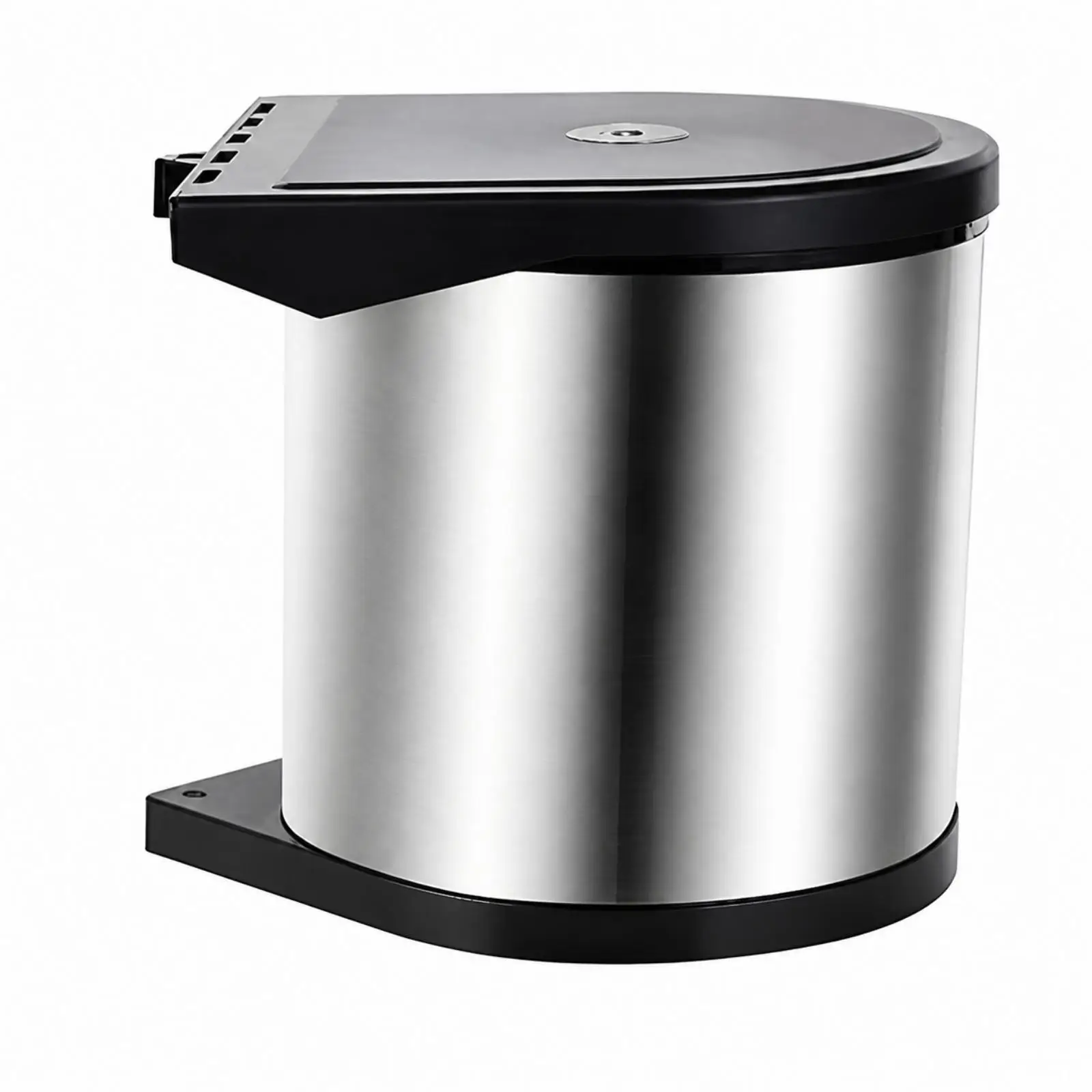 5L Stainless Steel Under Sink Trash Can for Kitchen Cabinet Door Mounted Waste Bin Compact Hidden Garbage Container