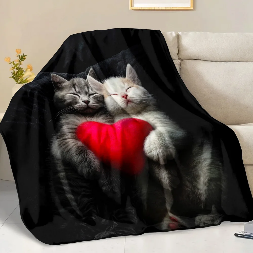 A Fluffy Blanket Featuring Cute Cat Prints, a White Throw Blanket Perfect for Bare Feet Dreams, Ideal for The Sofa, a Warm Blank