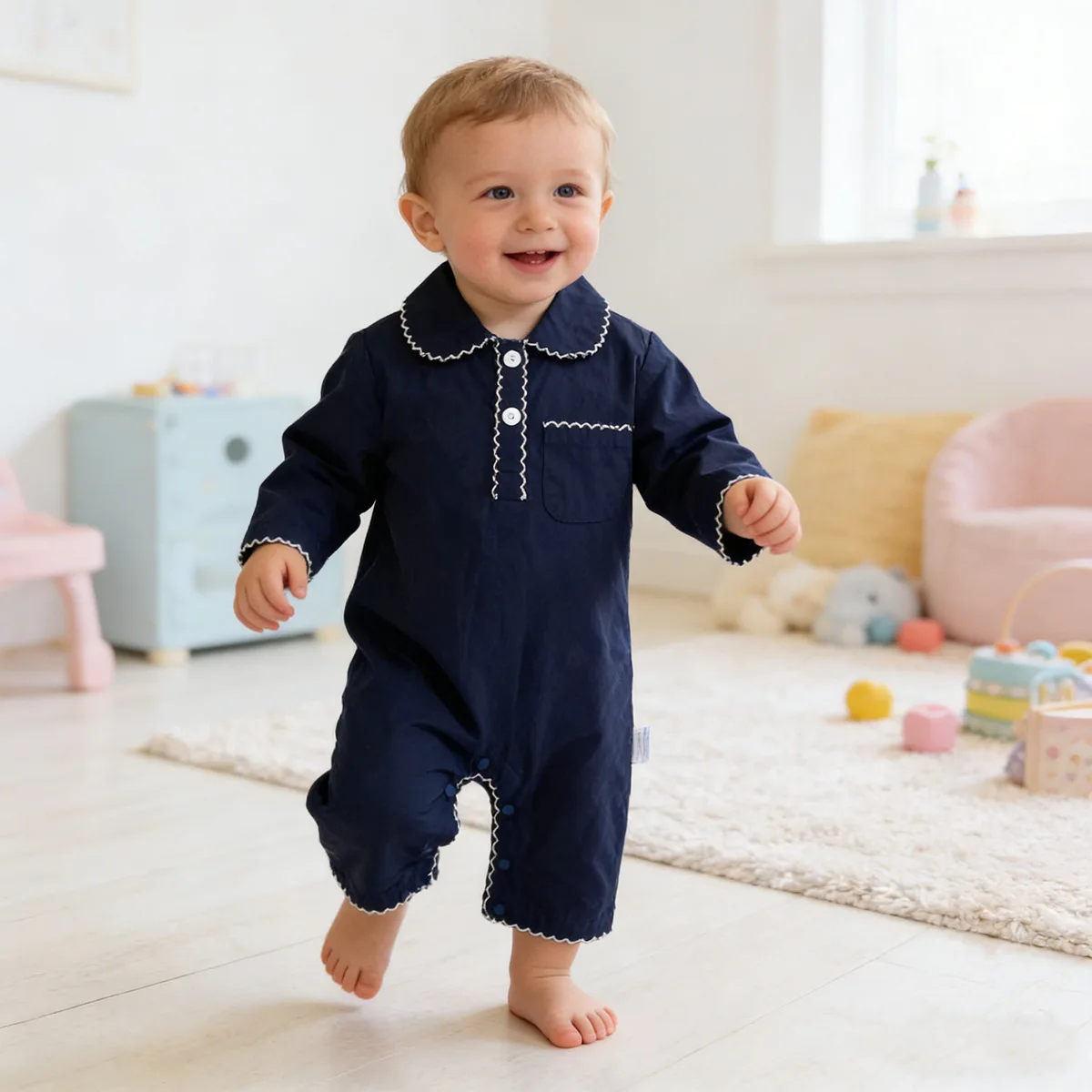 Babies Pocket Long Crawling Clothes with Baby Temperament Boy and Girl Fashion Simple Comfortable Rompers