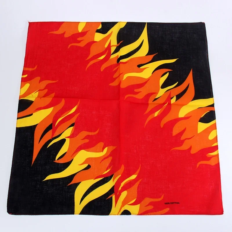 55 x 55cm Cotton Flame Series Square Scarf Handkerchief Turban Street Sports