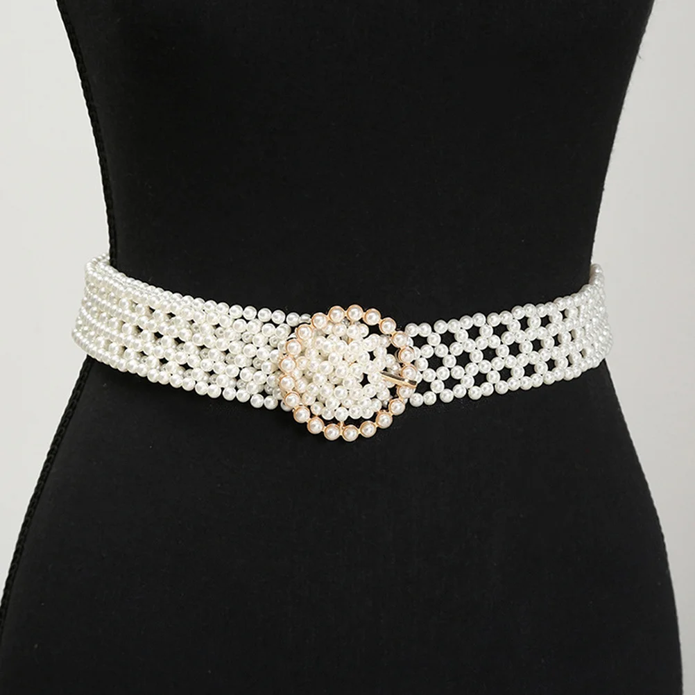 1 قطعة حزام خصر نسائي لؤلؤي حزام خصر أنيق حزام ملابس مزخرف حزام خصر أنيق للنساء #6