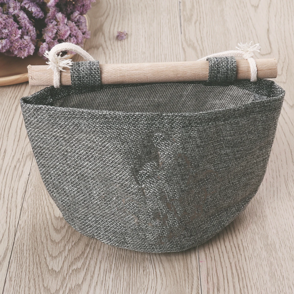 

Linen Hanging Bags Vintage Storage Bag Wall ganizer Wooden Pole Sundries Mail Bills Bedroom Kitchen Home Decor Storage Solution