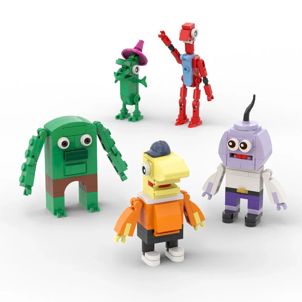 MOC TV Character Brobee Plex Toodee Foofa Muno Model Building Blocks Anime gabbas Glep pim Charlie Alan Mr Frog Bricks Toy Gift