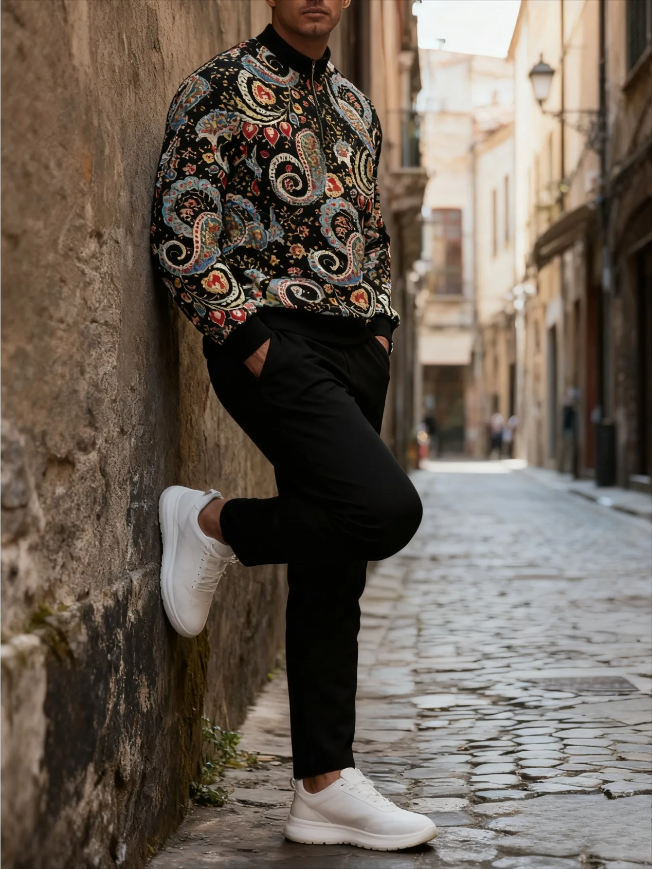 Conjunto de 2 piezas, conjunto deportivo de manga larga y pantalones largos a la moda para hombres europeos y americanos