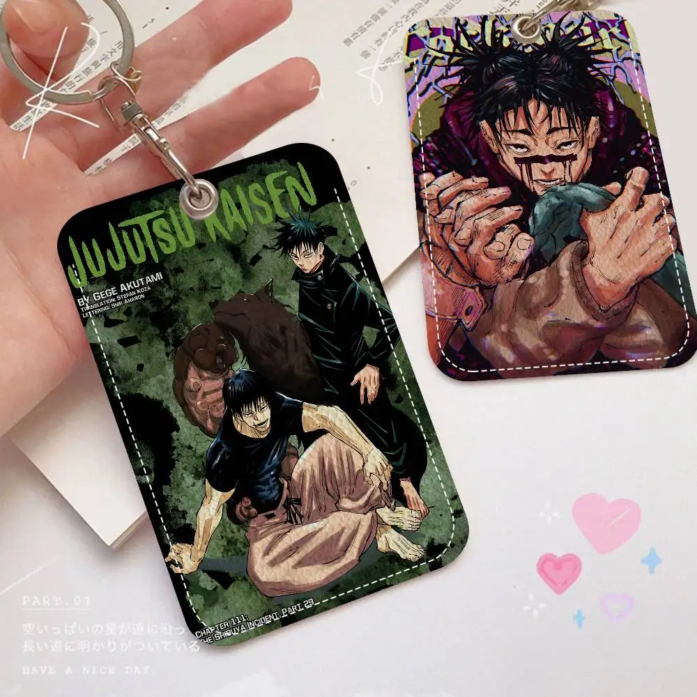 Jujutsu Kaisen Fushiguro Toji حاملي بطاقات بطاقة هوية الطالب الغطاء الواقي حالات بطاقات الوصول إلى الحرم الجامعي للطلاب مفتاح سلسلة #3