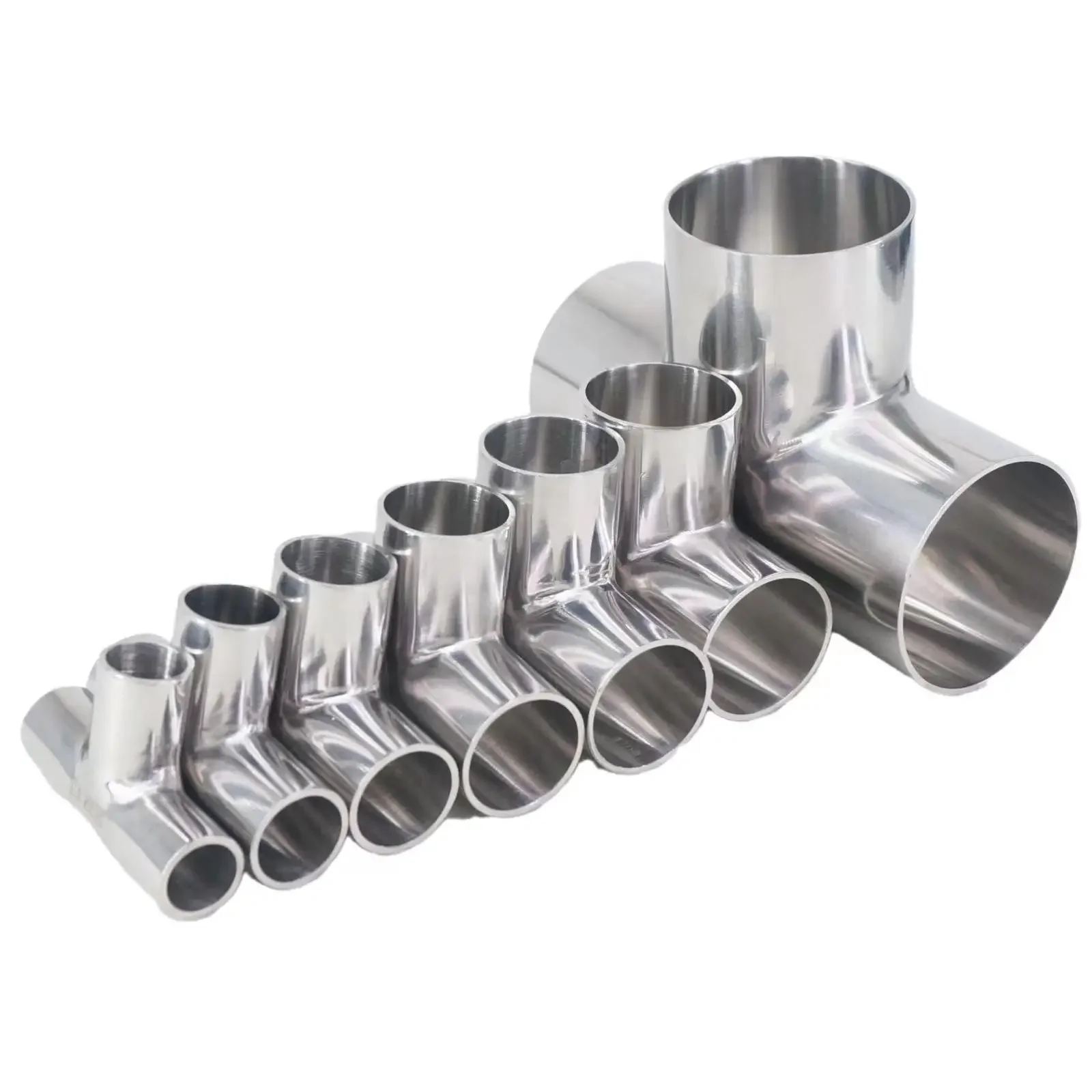 Equal O.D 34/38/40/45/48/51/57/60/63mm 304 Stainless Steel Sanitary Weld Tee Connector Welding Pipe Fittings