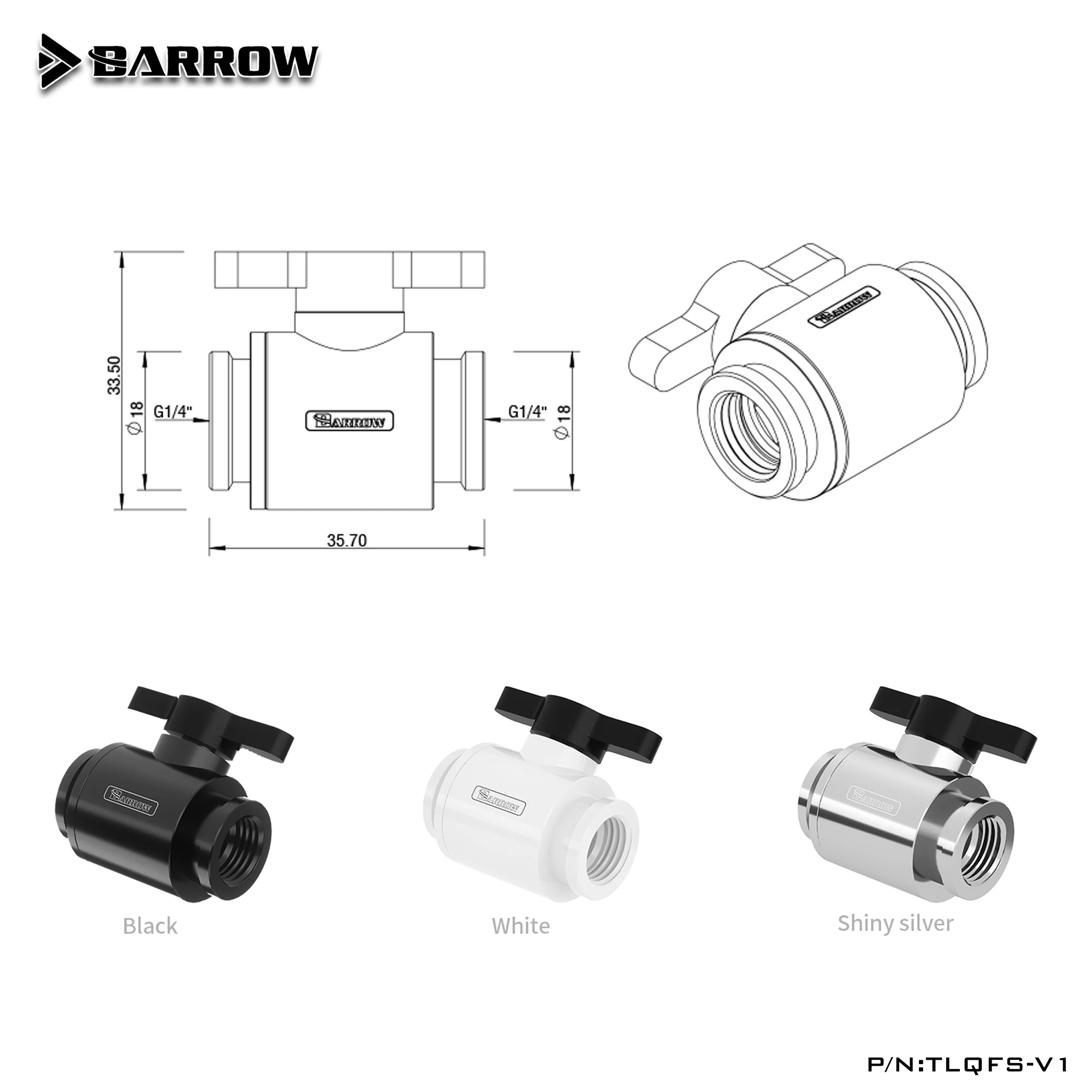 

Barrow Soft Tube Fitting Kit For OD 13/16mm , Filter+Switch + Plug + 90 Degree Fitting Custom Water Cooling Accessories
