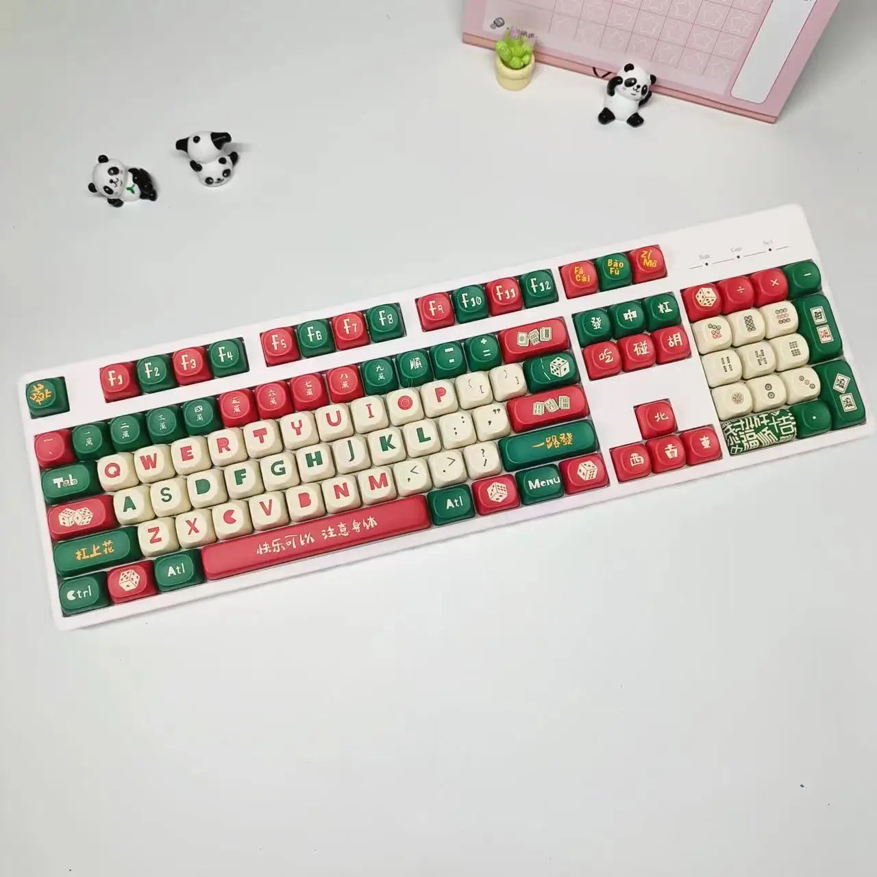 Fortune Hand Mahjong Keycaps MOA Height PBT Hot swappable Black Tea Green Peach Silent Mahjong Mechanical Keyboard