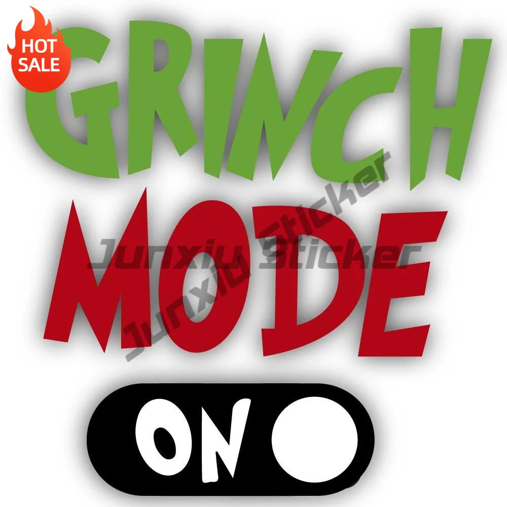 Grinch Mode On Vinyl Sticker For Car Bumper And Laptop Shape Cut Christmas Decor Decal