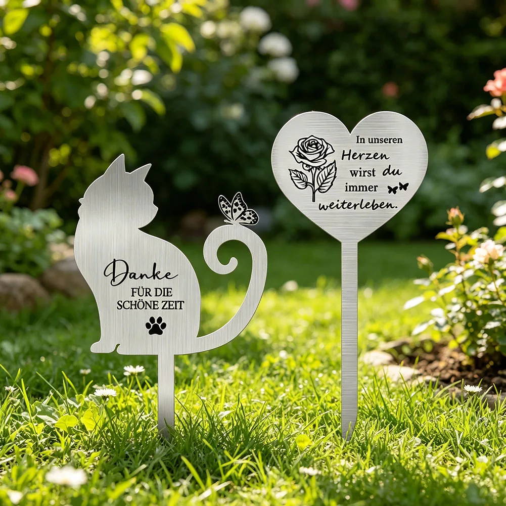 1/2pcs Heart Shaped Mom And Dad Garden Stake For Parents Memorial Remembrance Plaque Stake For Yard Grave Cemetery Decorations