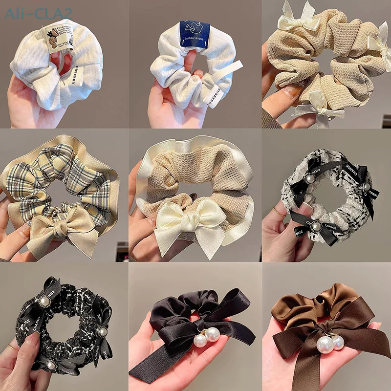 Korean StyleSatin Silk Double Cloth Satain Large Scrunchies Hair Accessories For Women High-end Elastic Bands For Girls