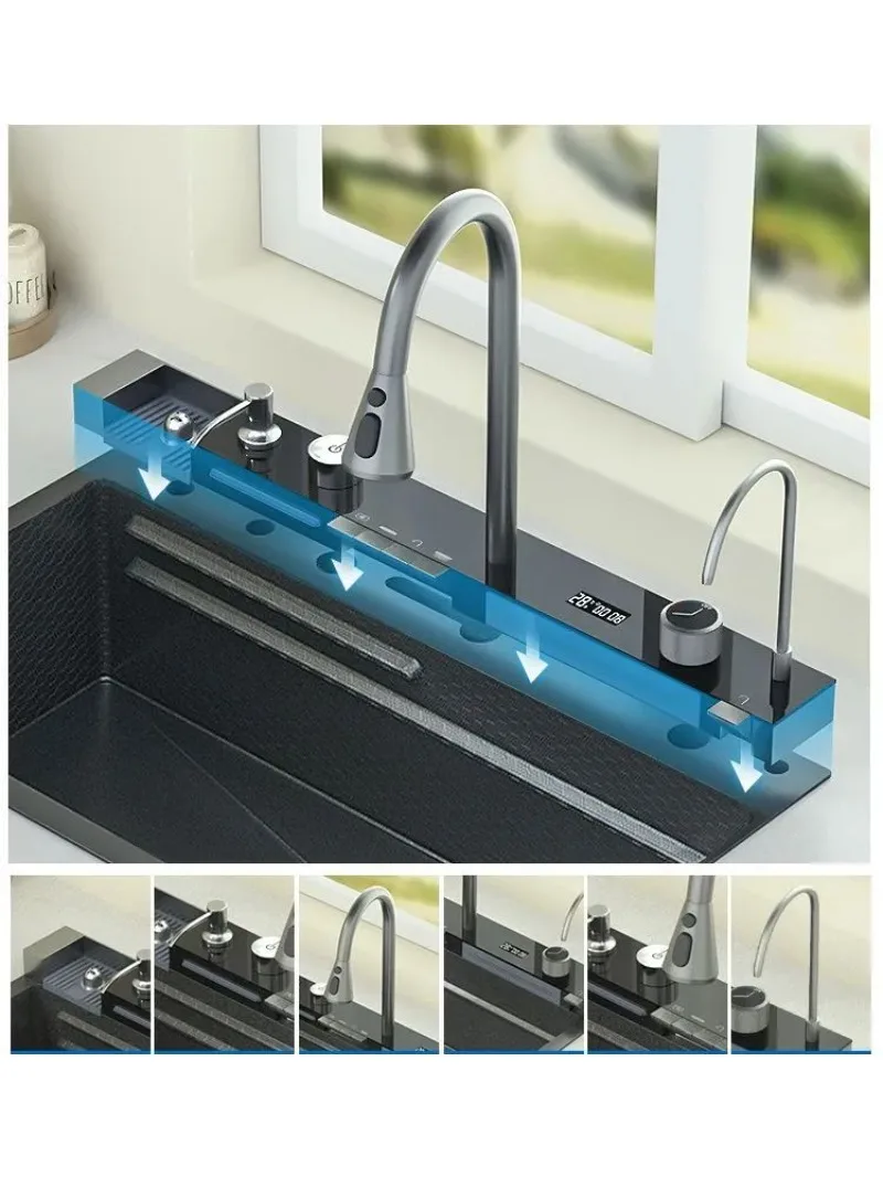 

Emed цифровой дисплей Feiyu раковина-водопад с одним слотом из нержавеющей стали 304 Kiten бытовая посудомоечная машина раковина для овощей