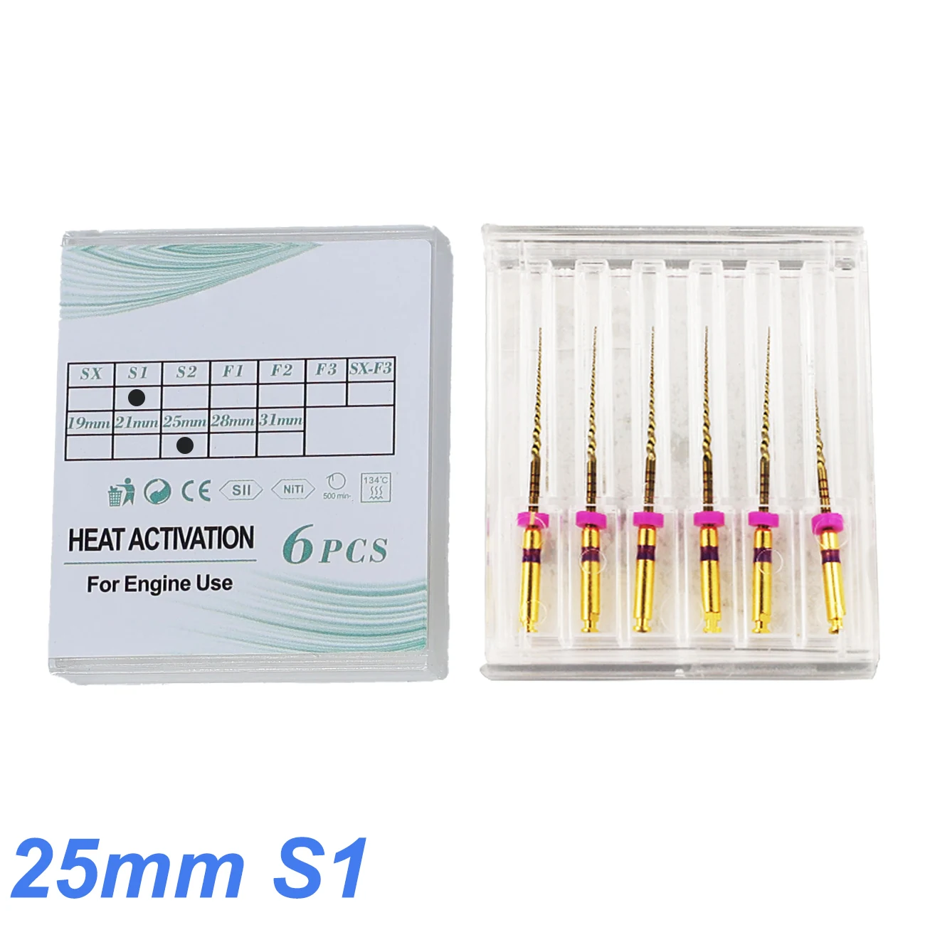 TJDent 6pcs/Box 25mm Dental Endodontic Files Gold Endo File Root Canal Heat Activated Rotary File NITI Instrument Dentistry Tool view 5