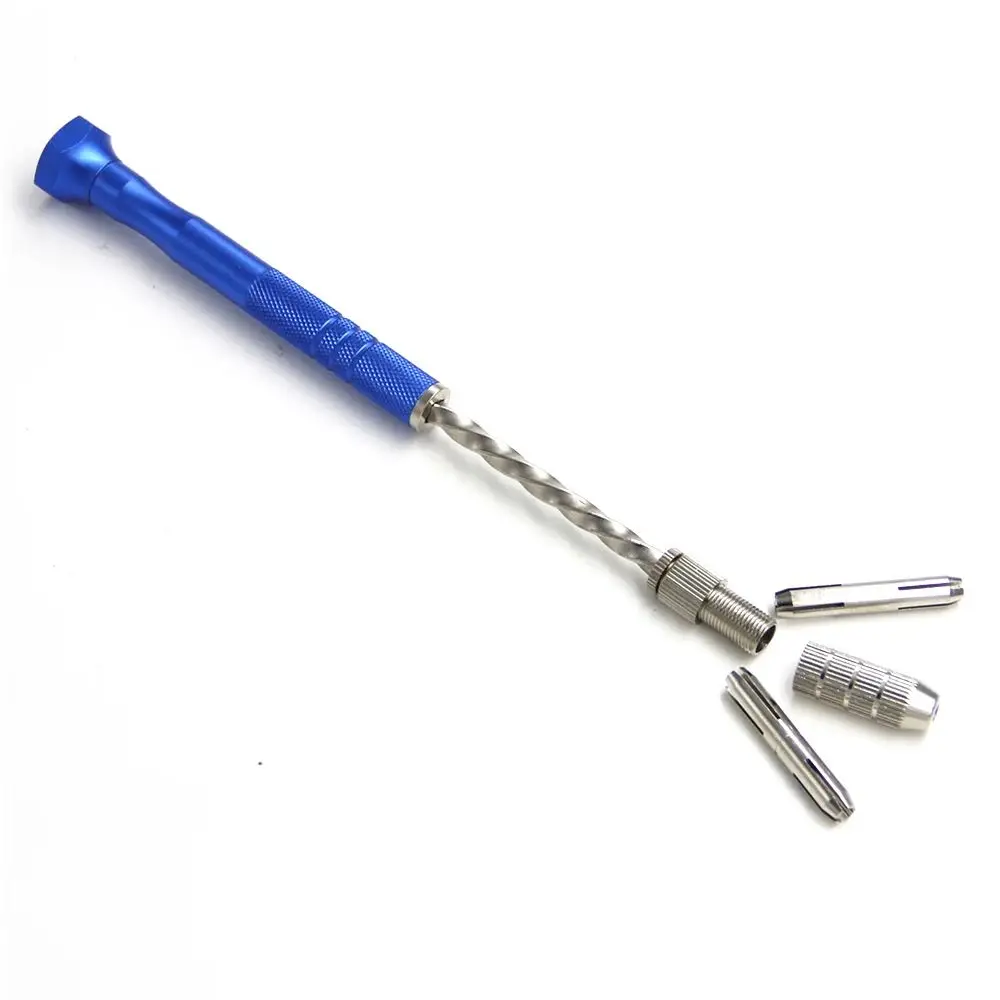 Taladro helicoidal manual semiautomático eficiente, herramienta de perforación en espiral de aleación de aluminio, brocas de tornillo de banco de Pin azul de plástico