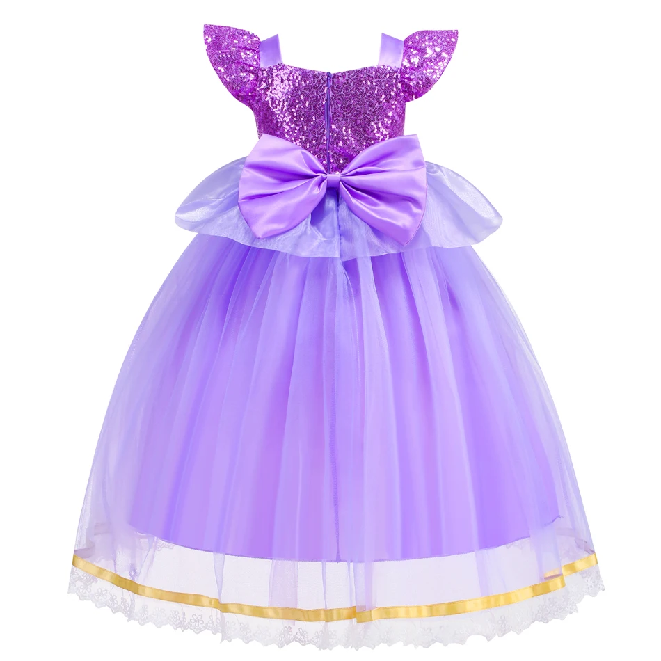 Meninas Princesa Rapunzel Cosplay Traje, Traje de Halloween, Lantejoulas Vestido Roxo, Festa de Aniversário Infantil, Vestidos De Baile De Carnaval