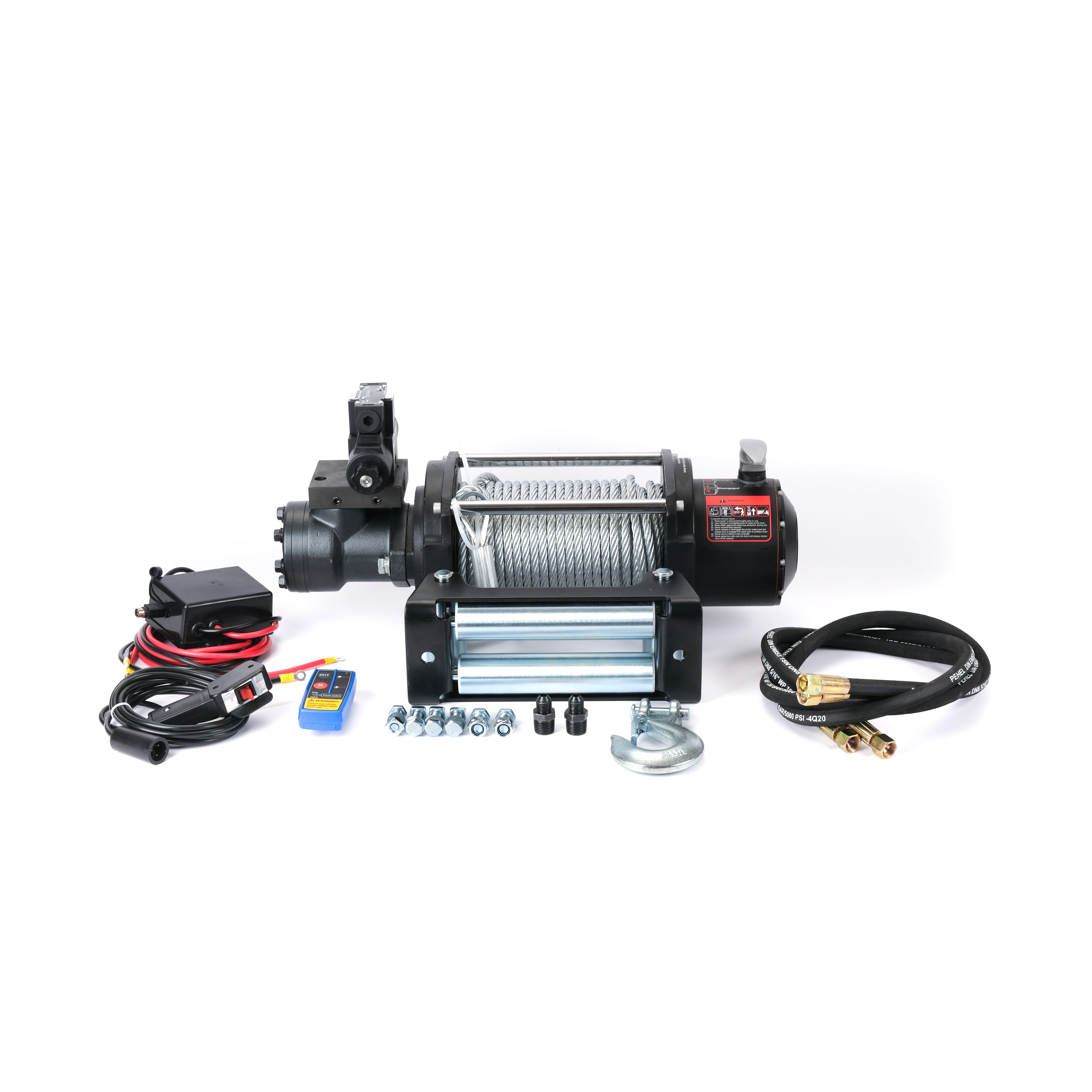 Heavy Du/ty Cable Trolling Hydraulic Winch High Speed 4x4 Remote Switch Mechanical Brake