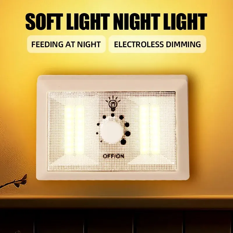 COB LED Light Switch Night Light Wall Lamp Kichen Light Closet Lamps Emergency Lamp Jiguoor Battery Powered Light