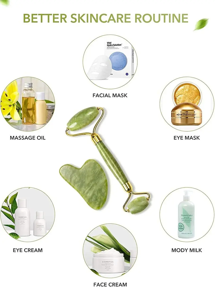 Masajeador adelgazante para cara y corpo, Equip de cavitación EMS, 2 en 1, rodillo de Jade