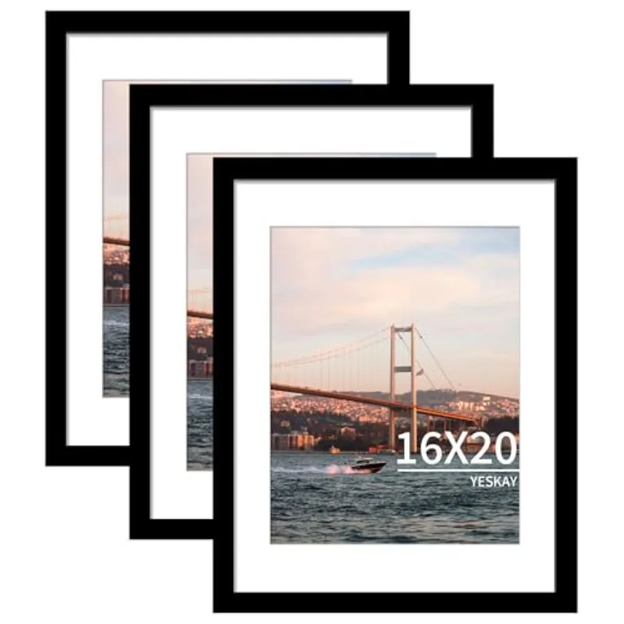 

Набор из 3 фоторамок 16x20 для фотографий 11x14 с паспарту или 16x20 без паспарту, рамки для постеров 16x20 для настенного крепления, горизонтальные