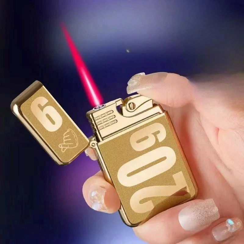 

Metal Jet Red Flame Lighter Luminous Cigar Lighter Refillable Butane Adjustable Flame Portable Windproof Gas Lighter Men's Gifts
