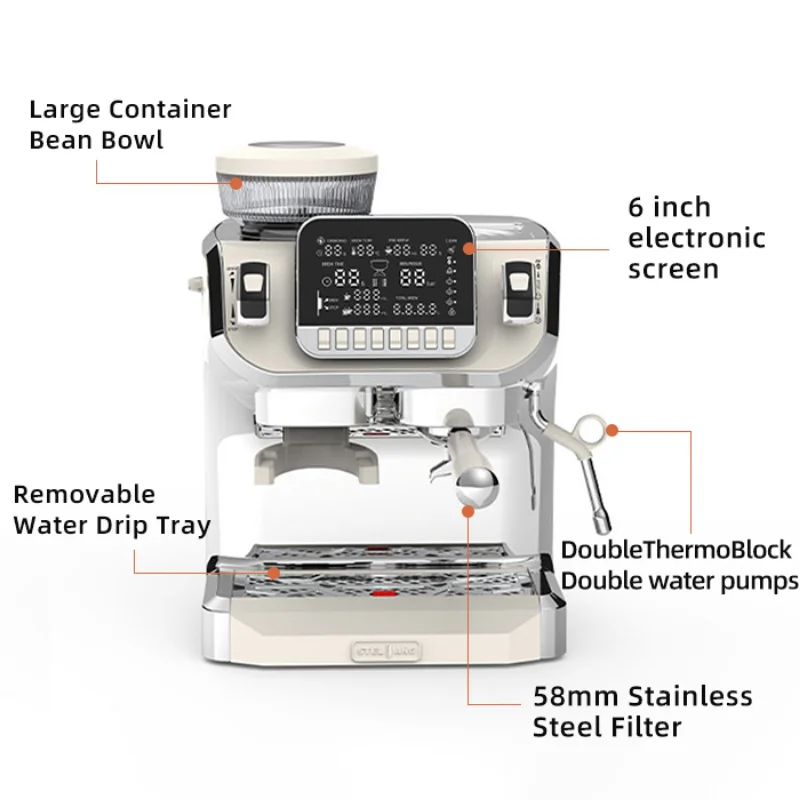 Profesional Barista Smart Coffee Makers Dual Boilerg Grinding Express Espresso Machines