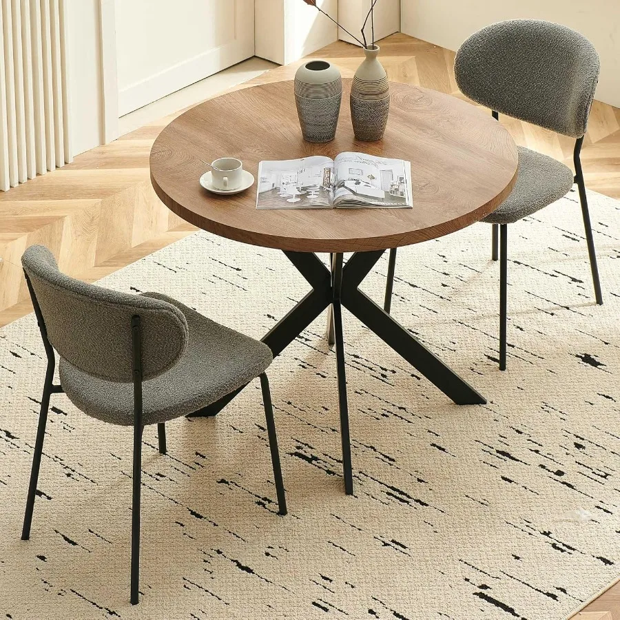 NORDICA 3 قطع خشبية طاولة مستديرة مجموعة كراسي توفير المساحة المطبخ الإفطار الزاوية الخشب الحبوب منضدية مع إطار معدني للمطبخ #5