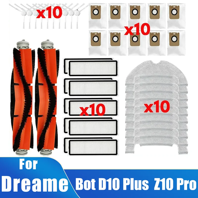 

For Dreame Bot D10 Plus / RLS3D / Z10 Pro / L10 Plus Accessories, Roller Side Brush Filter Mop Dust Bag Robot Vacuums Part