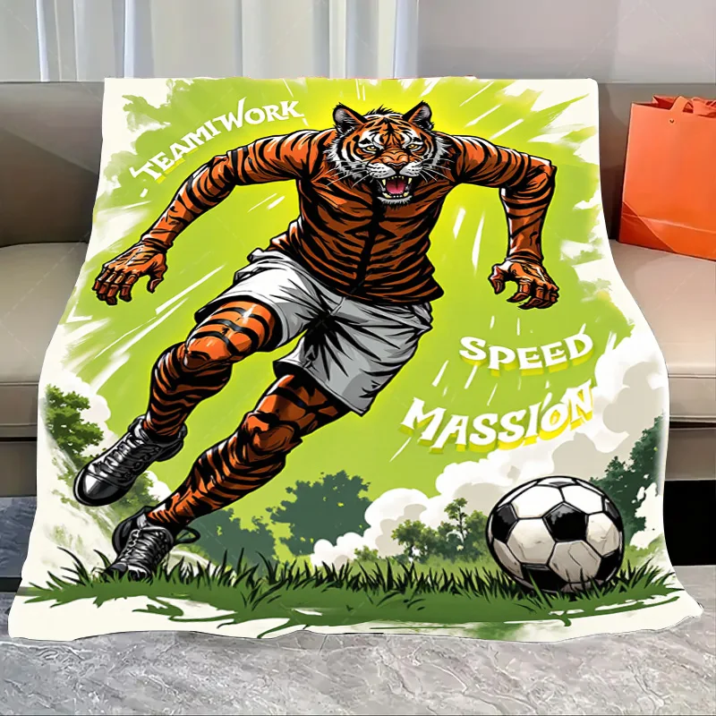 

Фланелевое одеяло, 1 шт., одеяло для футболиста Fierce Tiger — дизайн командной работы Speed Passion»