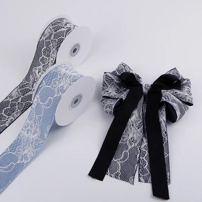 Kewgarden 50Mm 2 "Kant Denim Lint Handgemaakte Tape Diy Haarstrik Accessoires Maken Materialen 10 Yards