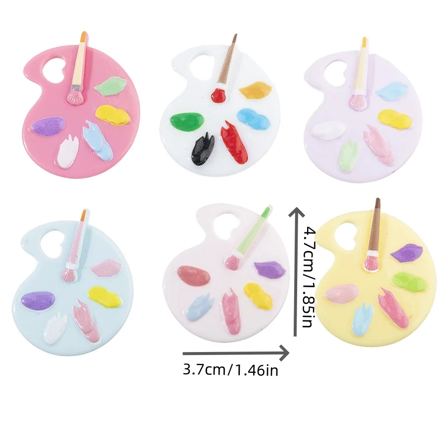 6pcs Mini Palette Resin Charms Pendant Set for DIY Keychains