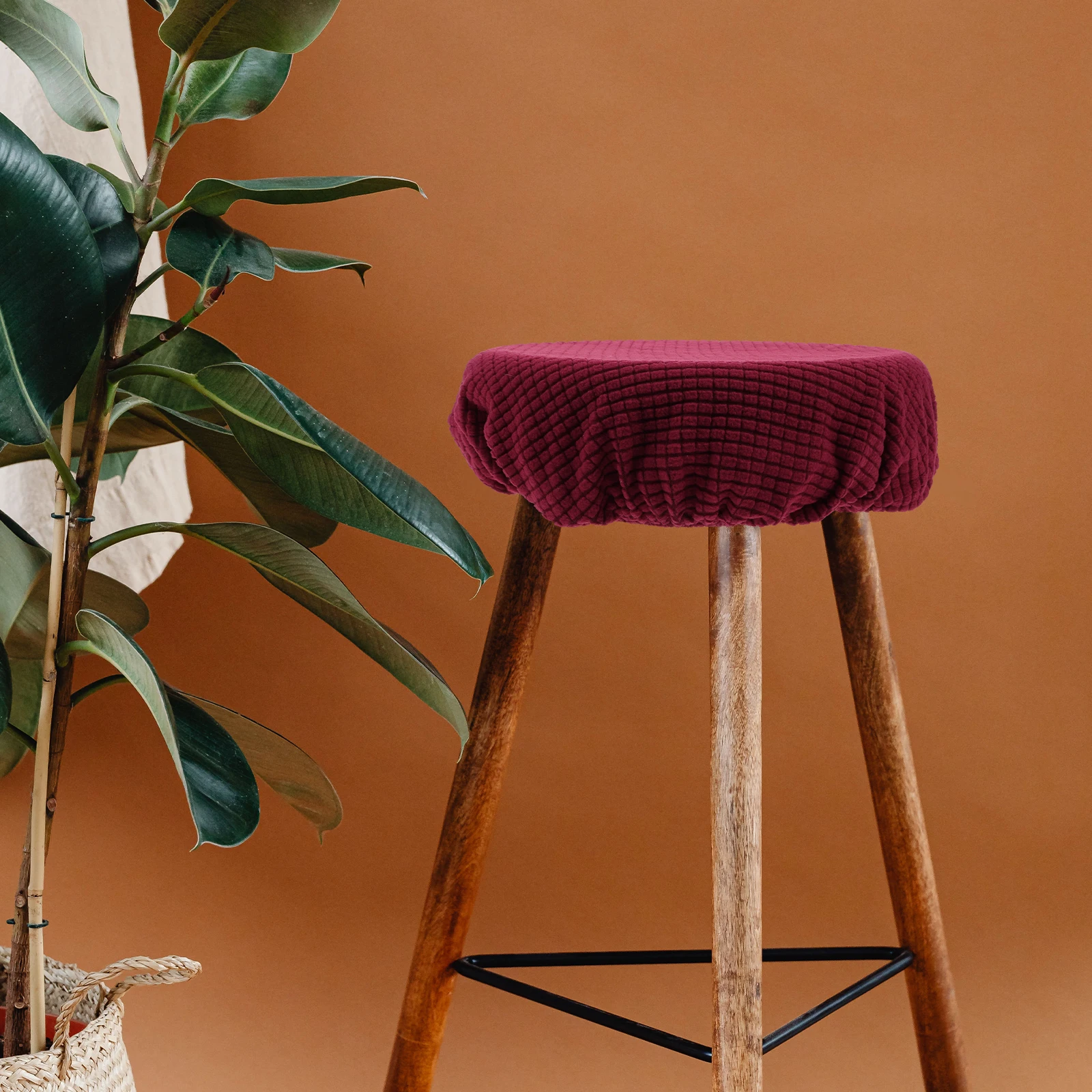 

1Pcs Round Chair Cover Elastic Polyester Home Use Protective Seat Cover Dining Chair Slipcover Foldable Furniture