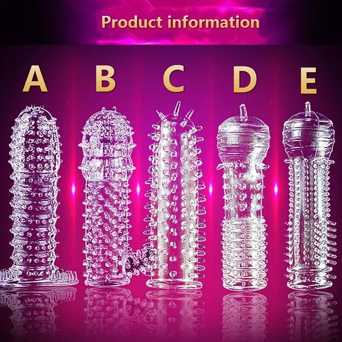 Big Spikes Penis Cock Ring Sheath Reusable Penis Sleeve Ejaculation Time Delay Ribbed Stimulate Penis Sleeve Sex Toys for Male