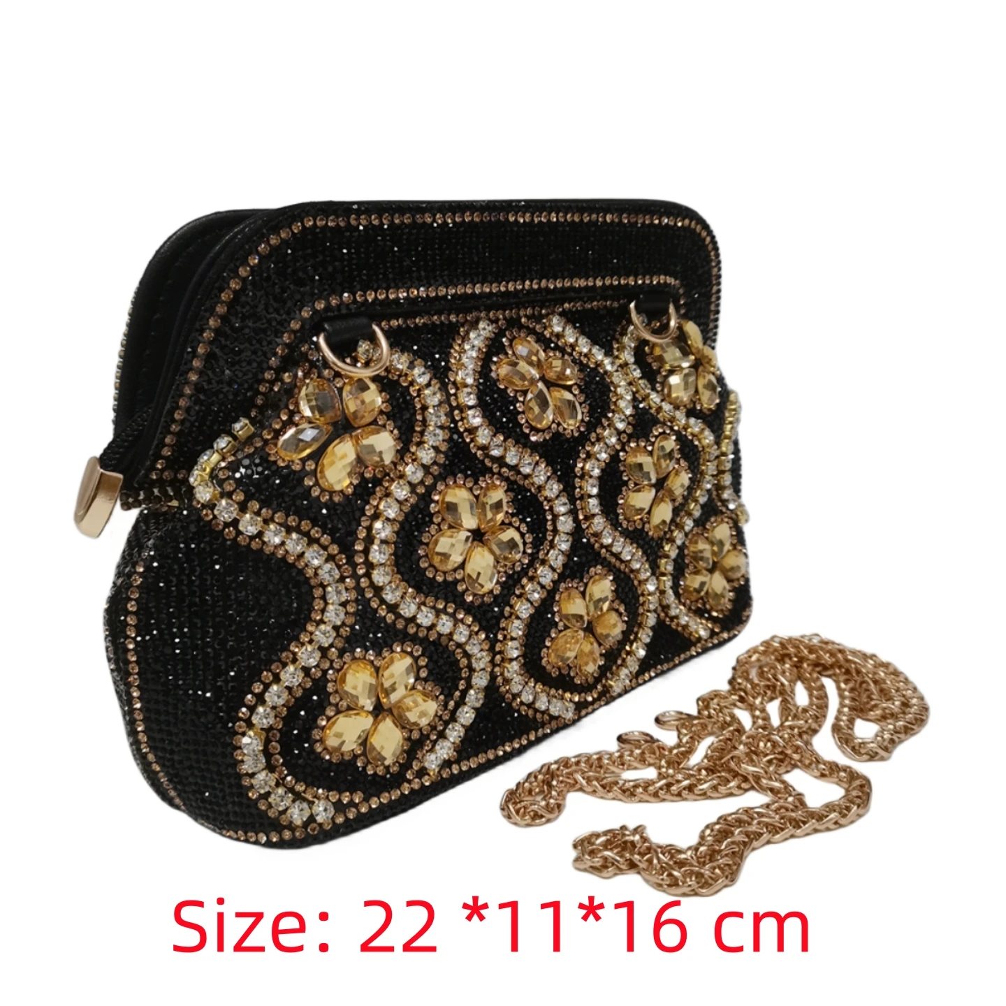 Charming Gold Rhinestones Evening Clutch Handbags Shiny Dinner Party Wedding Shoulder Underarm Bag For Party Women