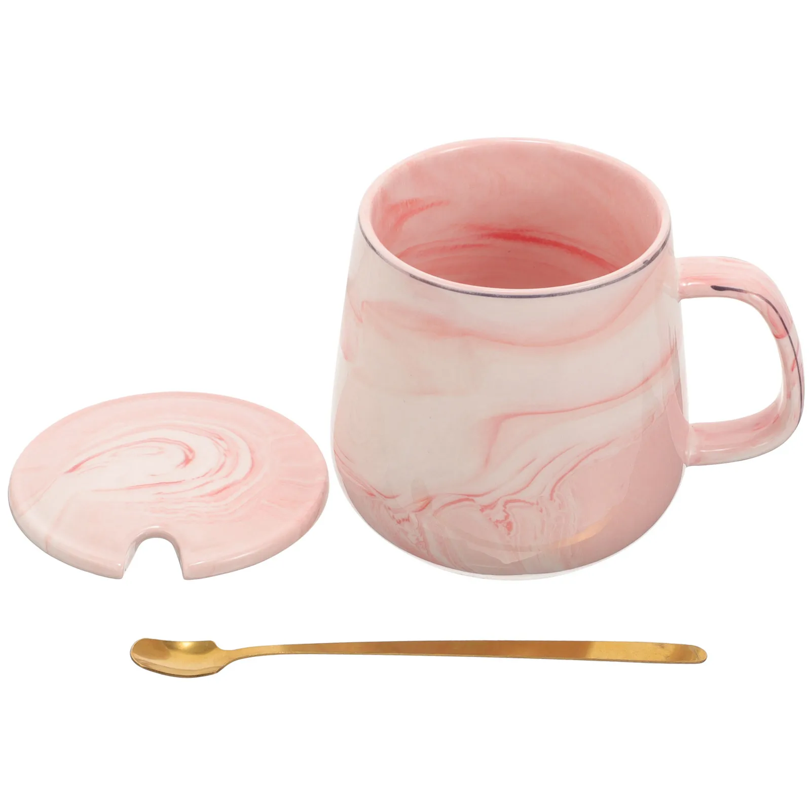 طقم أكواب قهوة من السيراميك بنمط رخامي، تصميم رائع للاستخدام المنزلي والمكتب هدية لأدوات الشرب ذات سعة كبيرة