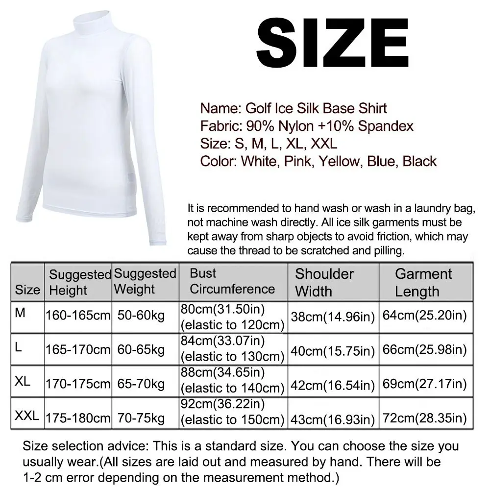 Smooth Quick-Dry Women's Golf Shirt Soft UV Protection Long-sleeved T-shirt Breathable Stand Collar Ice Silk Shirt Golf Apparel