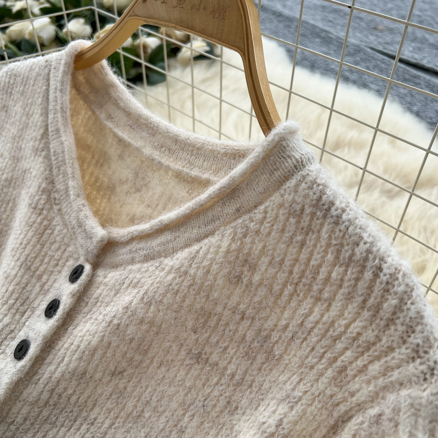Casual Chic Knitted 2 Piece Set Women's Autumn Winter Loose Round Neck Single-breasted Top+High-waist Elastic Waist Skirt Set