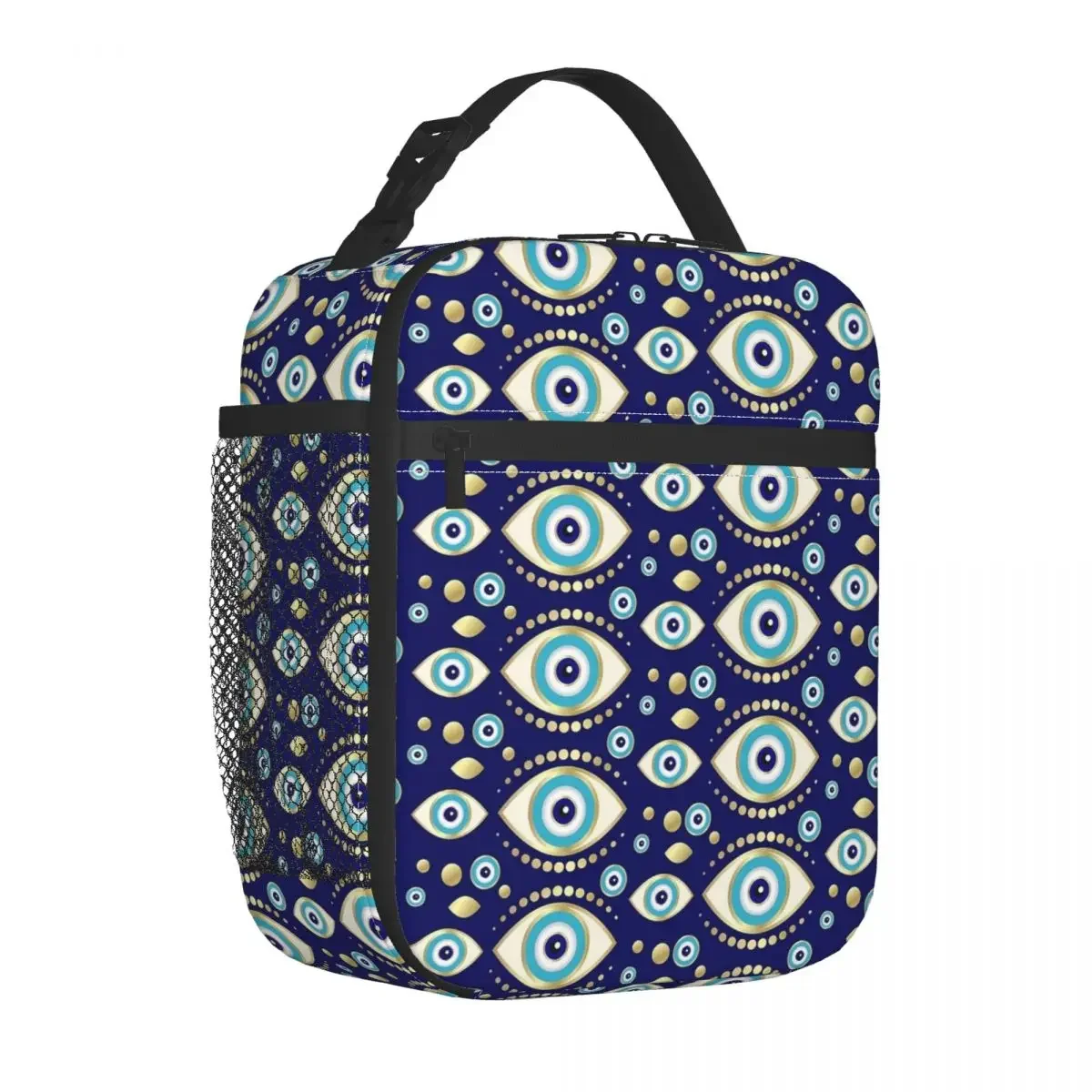 Evil Eye Charm Lunch Bag For Adult Blue Eyes Print Designer Lunch Box Kawaii Picnic Cooler Bag Portable Oxford Tote Food Bags