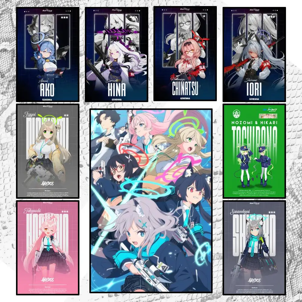Game Anime B-Blue Archive Poster Wall Art Poster HD Waterproof PP Print Bedroom Living Room Office Decor Gift