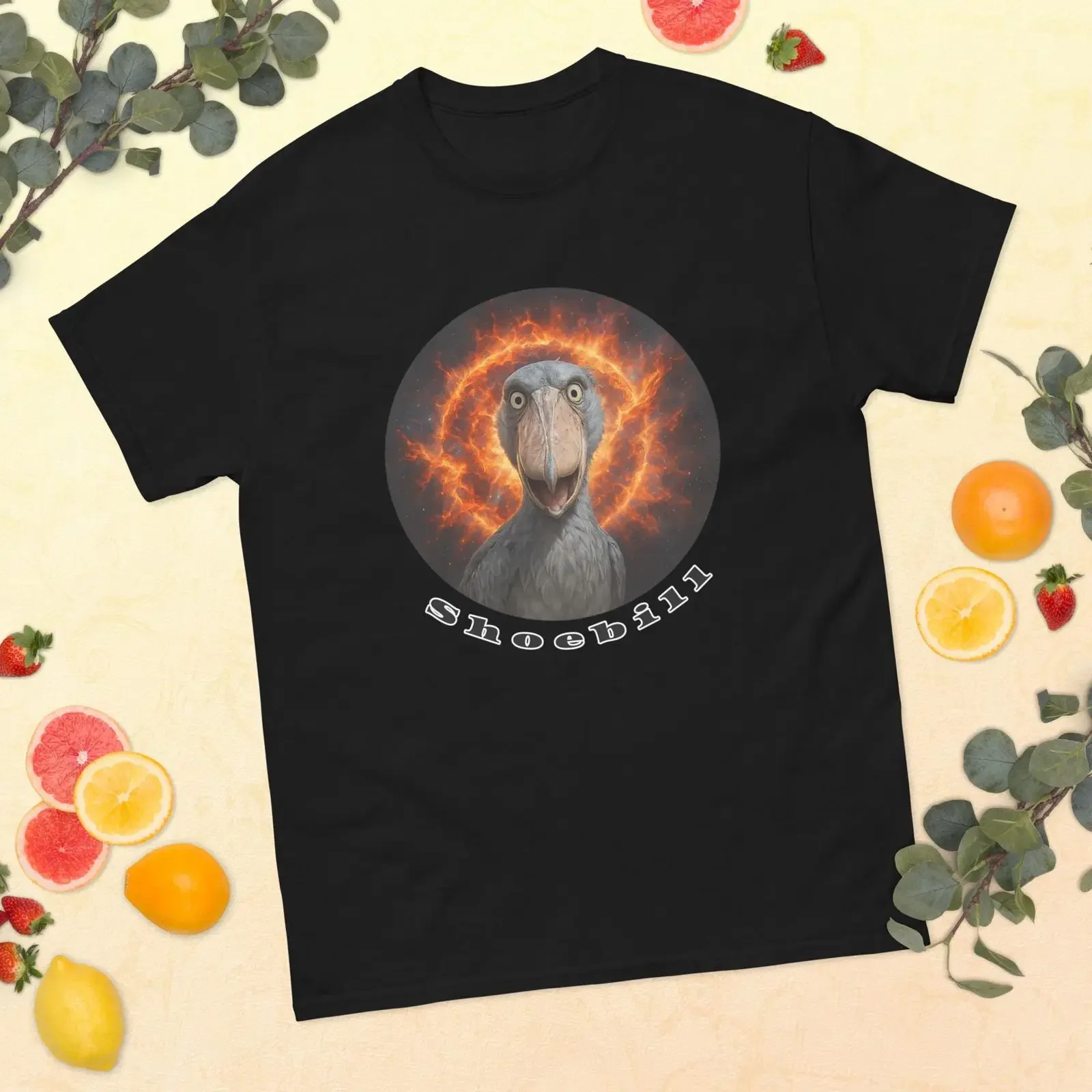 Shocked Shoebill Supernova T Shirt Cosmic Funny Bird Art vintage Washed Stretched homme Versatile fashion Comfortable Unisex