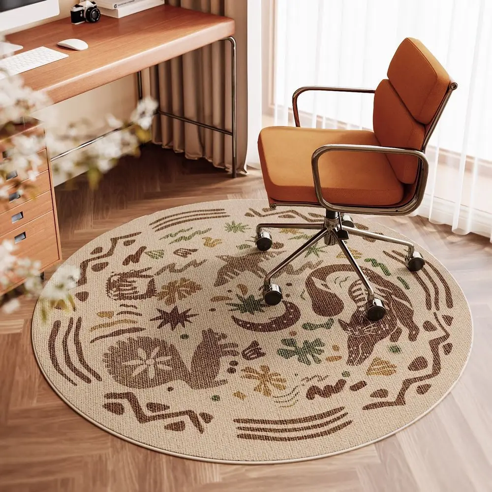 Loop Pile Round Rug Sound Insulation Easy To Clean Study Chair Learning Chair e-Sports Chair Computer Chair Cushion Home Decor