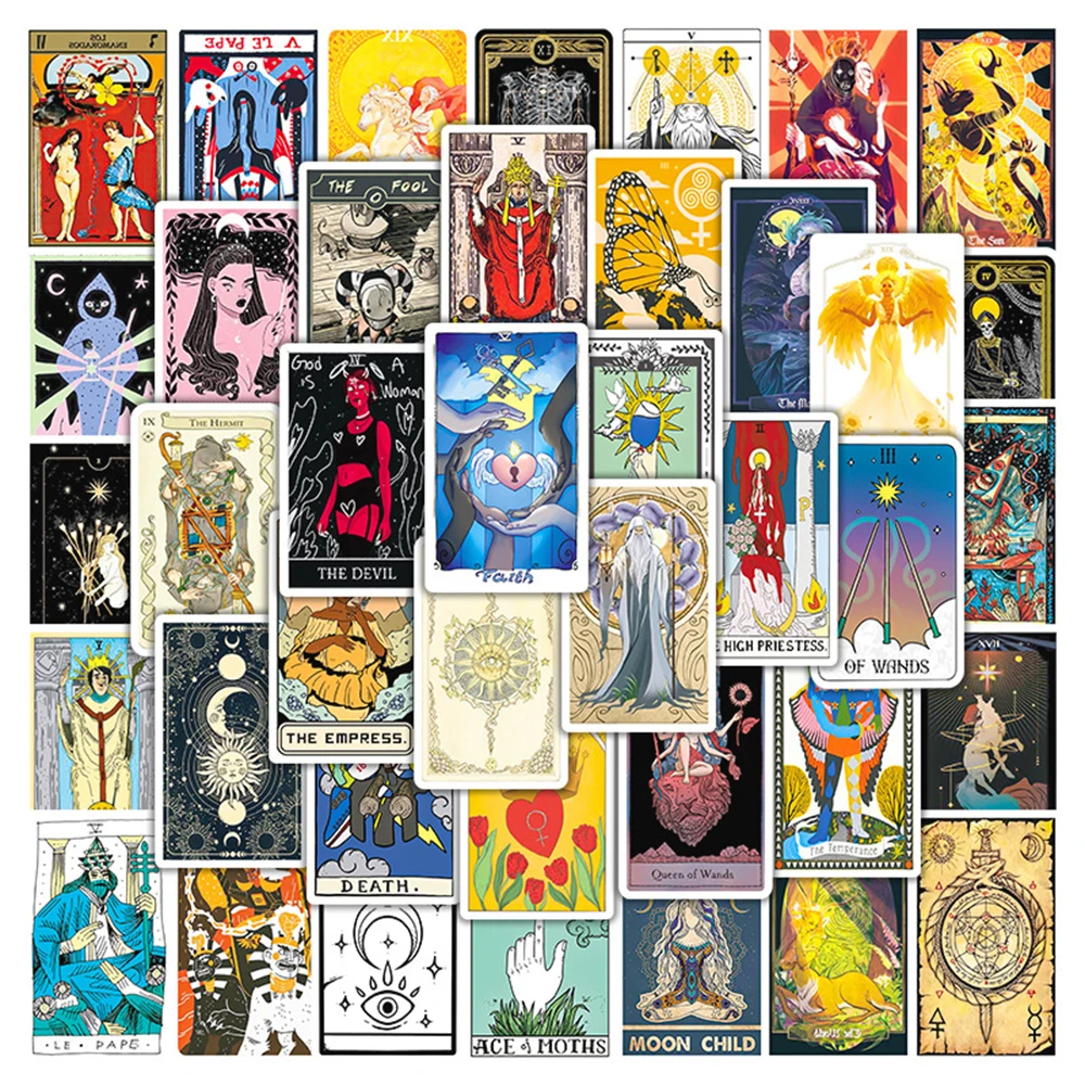 10/30/50PCS Tarot Card Divination Magic Stickers Fridge Guitar Laptop Motorcycle Travel Waterproof Cartoon Graffiti Sticker Toy