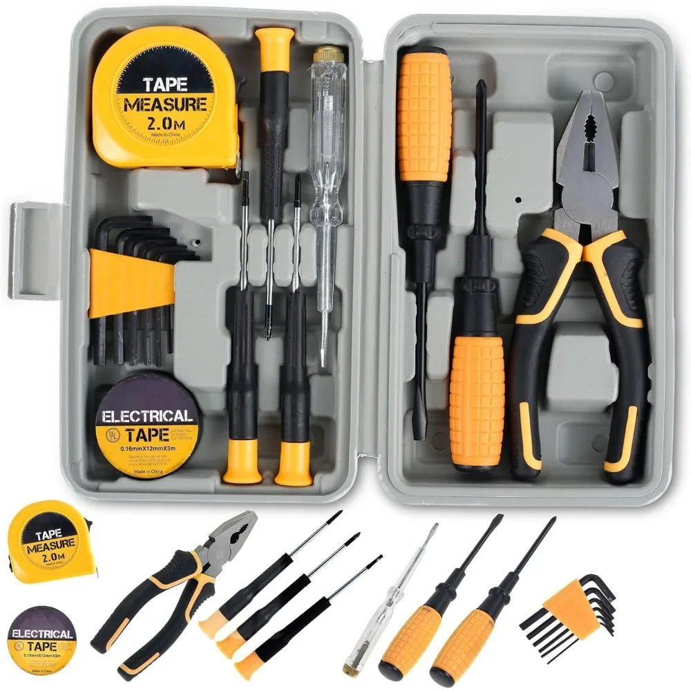 

15 Pcs Household Repair Tool Kit Multi-Purpose Home Hand Tool Set with Storage Case Small Mini Tool Box Set Home Hardware Combin
