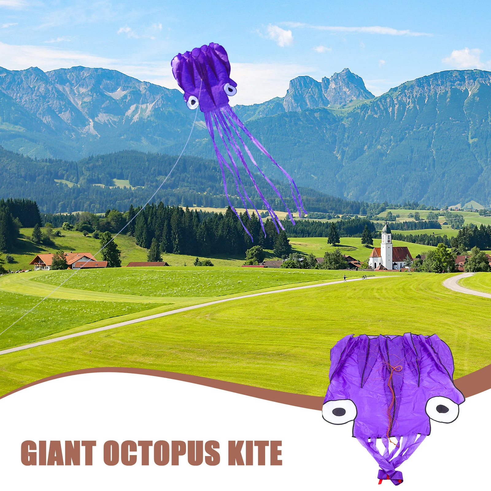 Colorful Octopus Kite Long Tail Outdoor Beach Park Cloth Material Flying Kite Cartoon Kites, Kites Toy