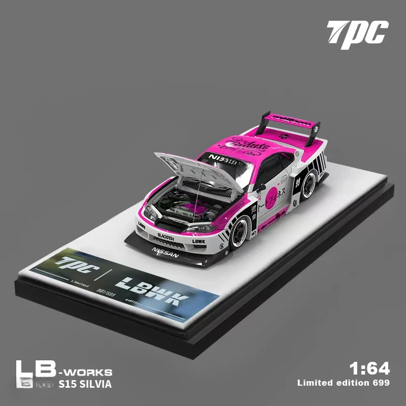 **Pre-order **TPC 1:64 S15 Modified version BlueWhite /PinkWhite Diecast Model Car