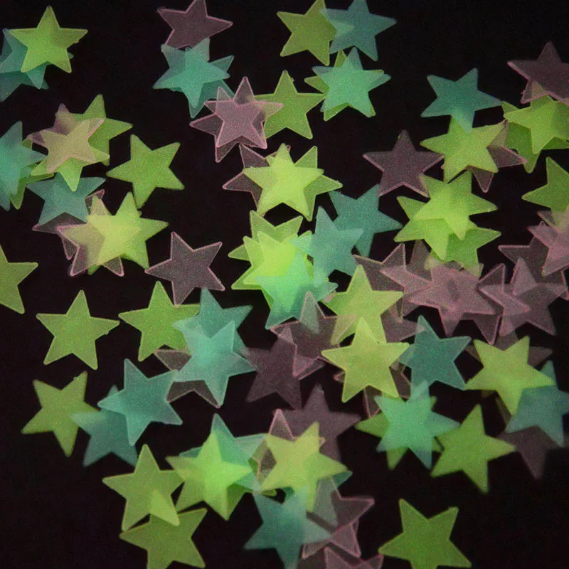 100pcs Glow in the Dark Star Wall Stickers Luminous Fluorescent Star Stickers Bedroom Ceiling Kids Baby Rooms Home Decor Decals