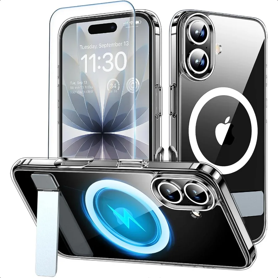 

xiwxi for iPhone 17 Case with Kickstand[Compatible with Magsafe][1Screen Protector] MilitaryGrade Protection AntiYellowing Magn