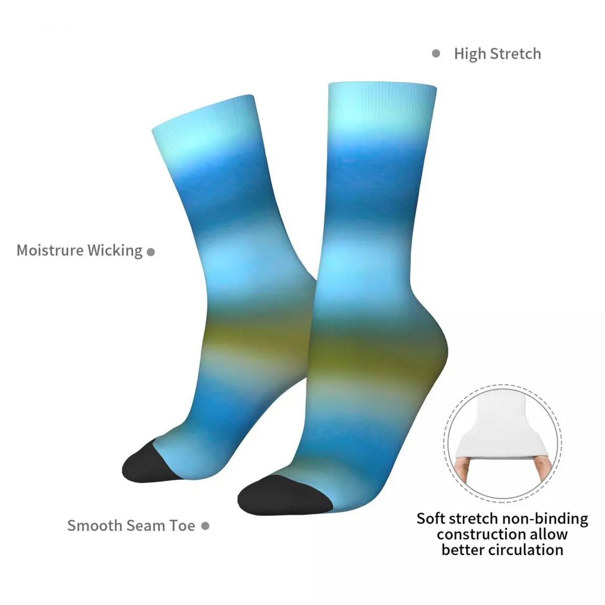 Blue Reflections Socks Harajuku Sweat Absorbing Stockings All Season Long Socks Accessories for Man's Woman's Christmas Gifts