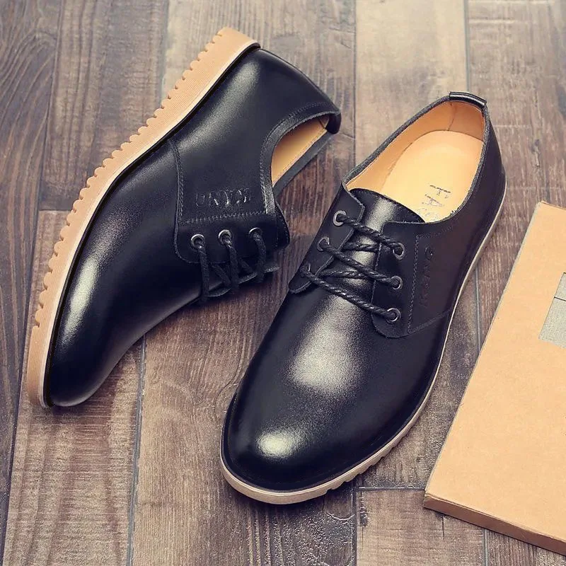 Men Casual Lether Shoes Breathable Male Formal Dress Oxfords Work Shoes British Style Luxury Designer Shoe Non Slip Office Flats