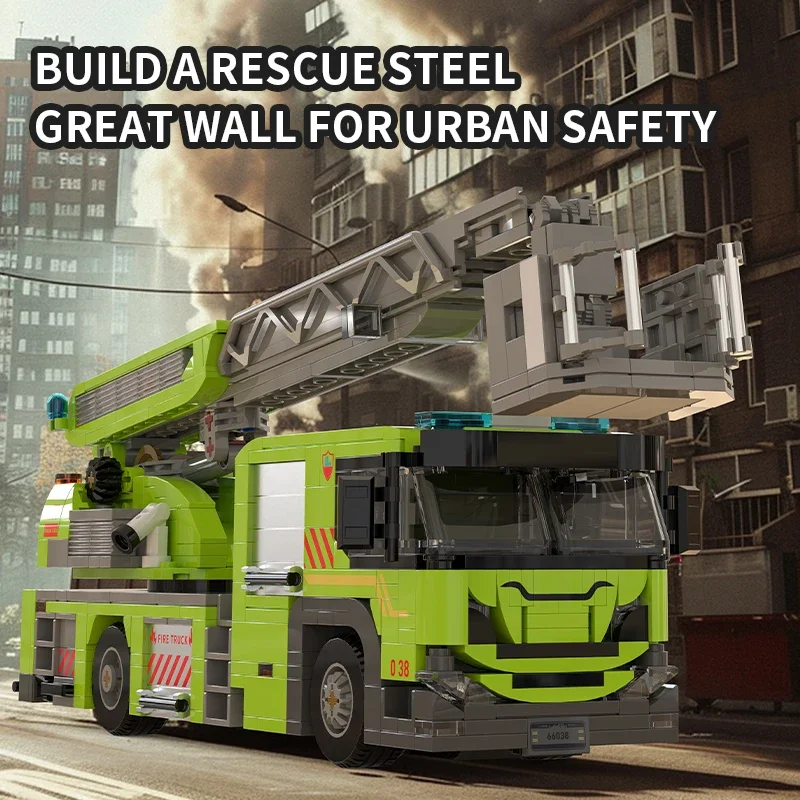 824PCS Fire Crane Ingenieur Truck Bouwstenen Klassieke Draaitafel Ladder Brandweerwagen Model Bricks Diy Speelgoed Kinderen Vakantie Geschenken