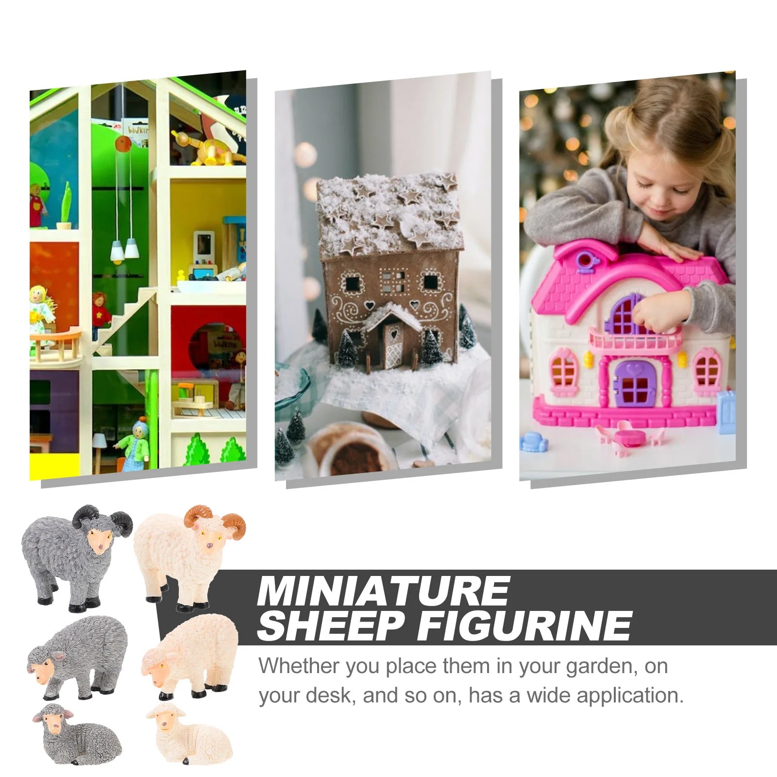 6 قطعة ديكورات المناظر الطبيعية الصغيرة تماثيل حديقة مصغرة من راتنج الأغنام للمنزل والمكتب وغرفة المعيشة ديكور الحديقة الخارجية #1